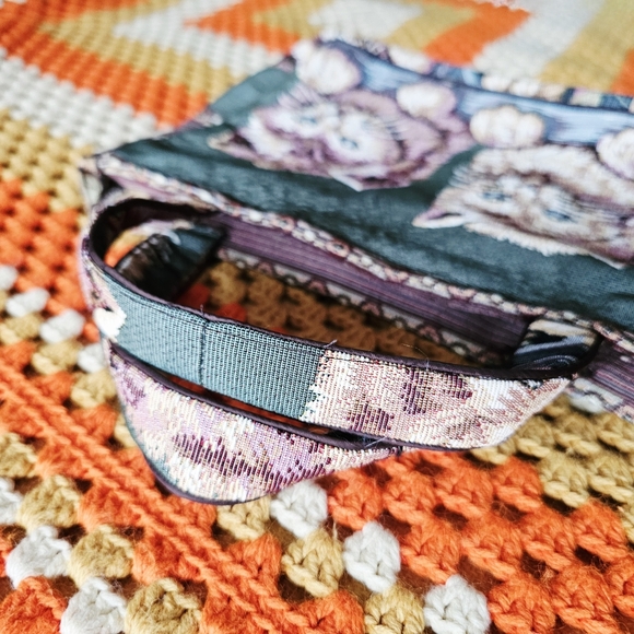 Vintage Cat Tapestry Small Handbag Mini Tote Bag 80s 90s Y2K - Picture 5 of 10